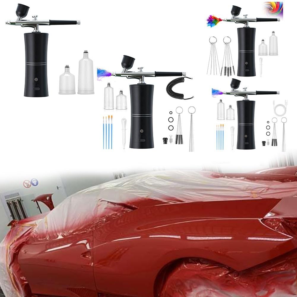 Innovador sistema de aerógrafo inalámbrico ideal para pintura de automóviles, arte de uñas y manualidades (negro A)