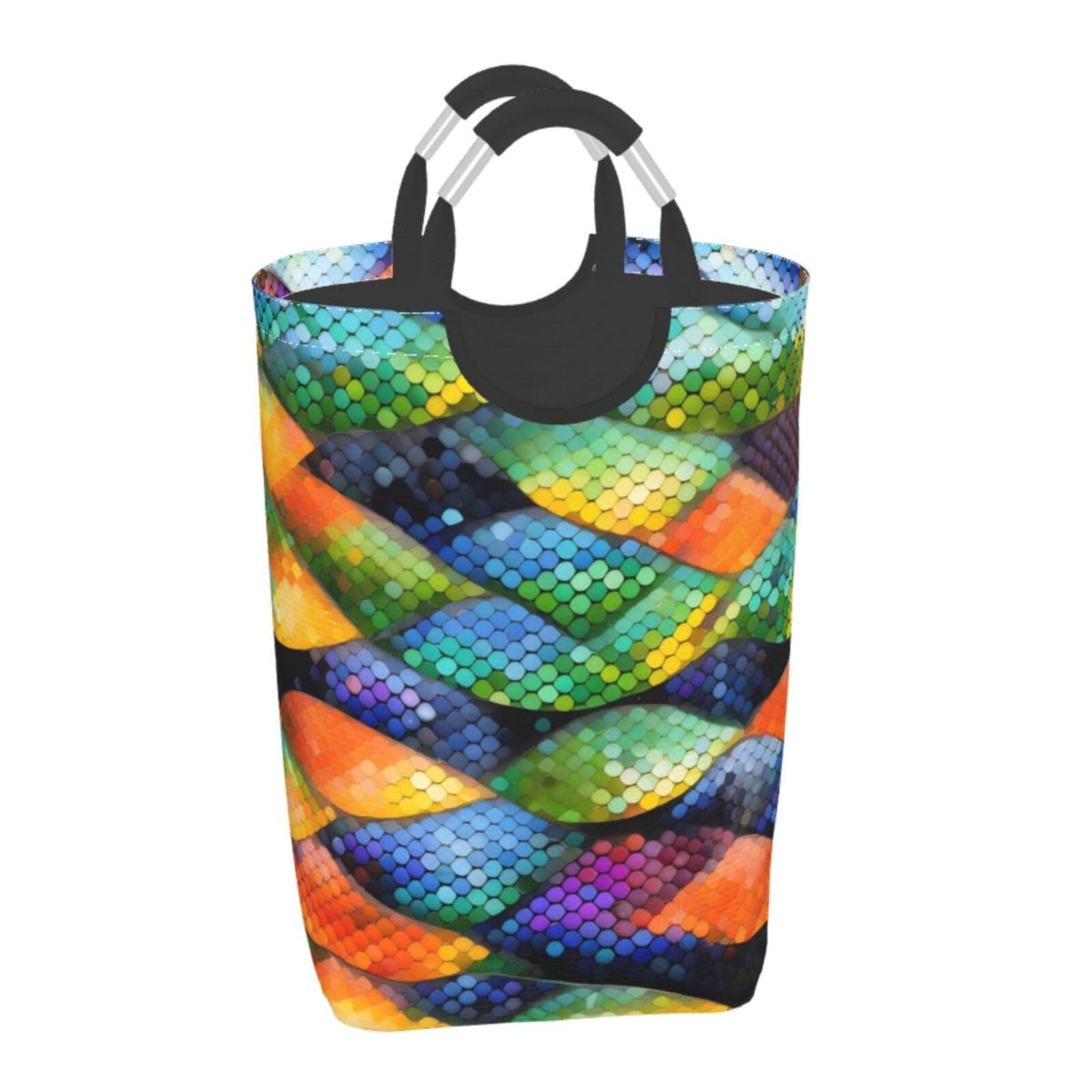 Regenbogenfischschuppen-Aufbewahrungstasche, faltbar, quadratisch, 50 l, Wäschekorb für schmutzige Kleidung, geeignet für Waschküche, Schlafsaal, Schlafzimmer