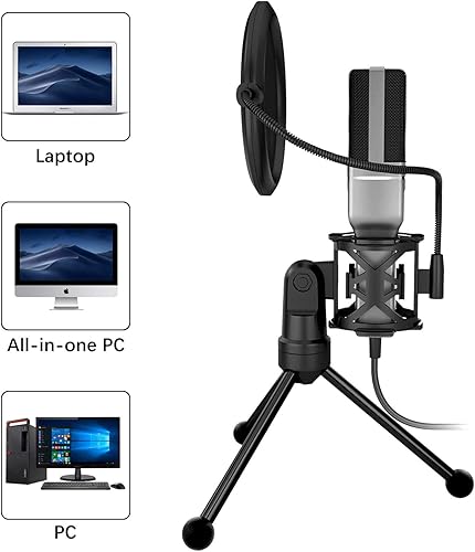 Miniatura 6 de VIMVIP Micrófono USB, micrófono para computadora, micrófono USB para PC, computadora de escritorio, portátil, micrófono de condensador para grabar