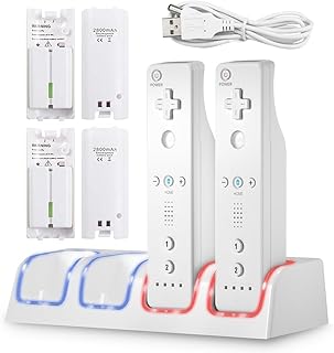 Wii Controller Charger Station,Crifeir Wii Remote Controller Charging Station with 4 Rechargeable Battery for Wii Remote Controller