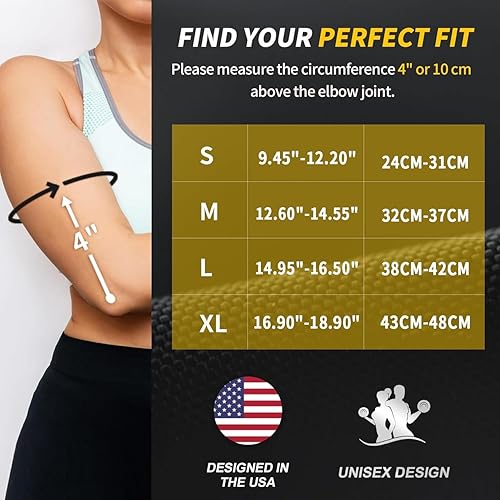 Miniatura 5 de CAMBIVO Paquete de 2 coderas de tenis para tendinitis y codo de tenis, codo de golfista, mangas de compresión de brazo para mujeres y hombres, manga