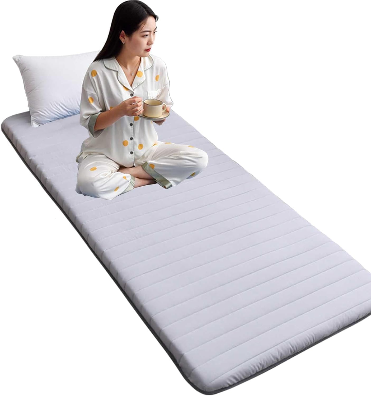 Colchón de piso individual con bolsa de vacío reutilizable, tatami japonés, colchón enrollable de algodón, cama de invitados, cama de invitados, sofá de camping