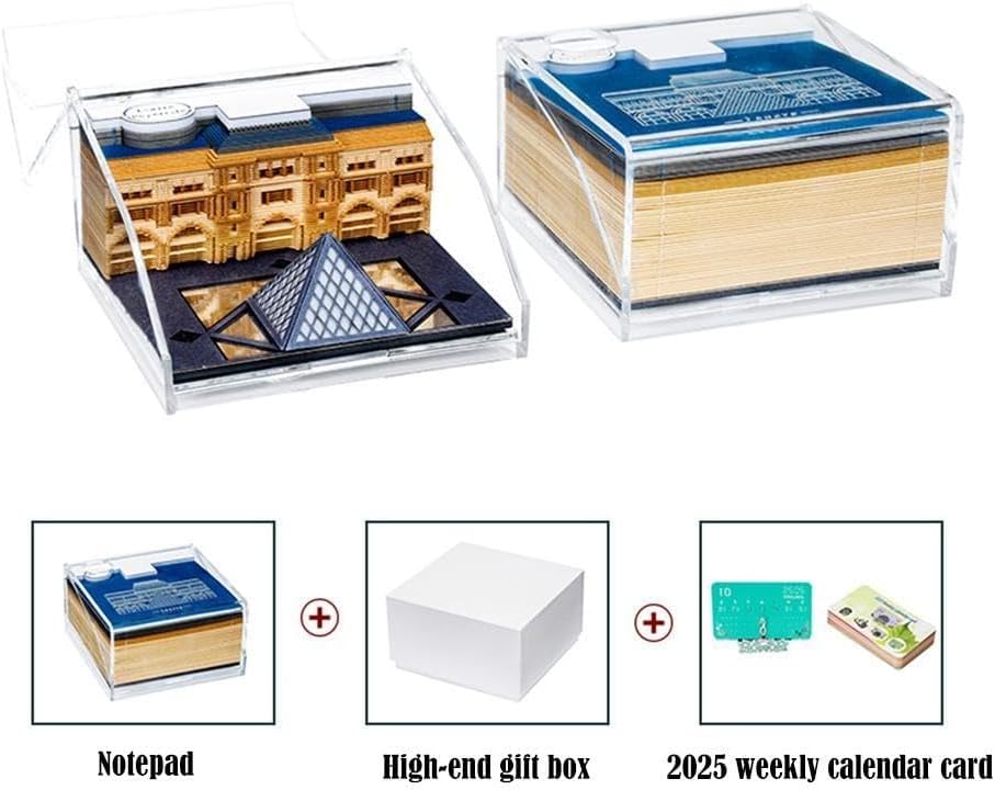 3Dデスクウィークリーカレンダー2025ルーブルティアオフ3Dペーパーメモ帳ライトクリスマスLEDギフト年新品