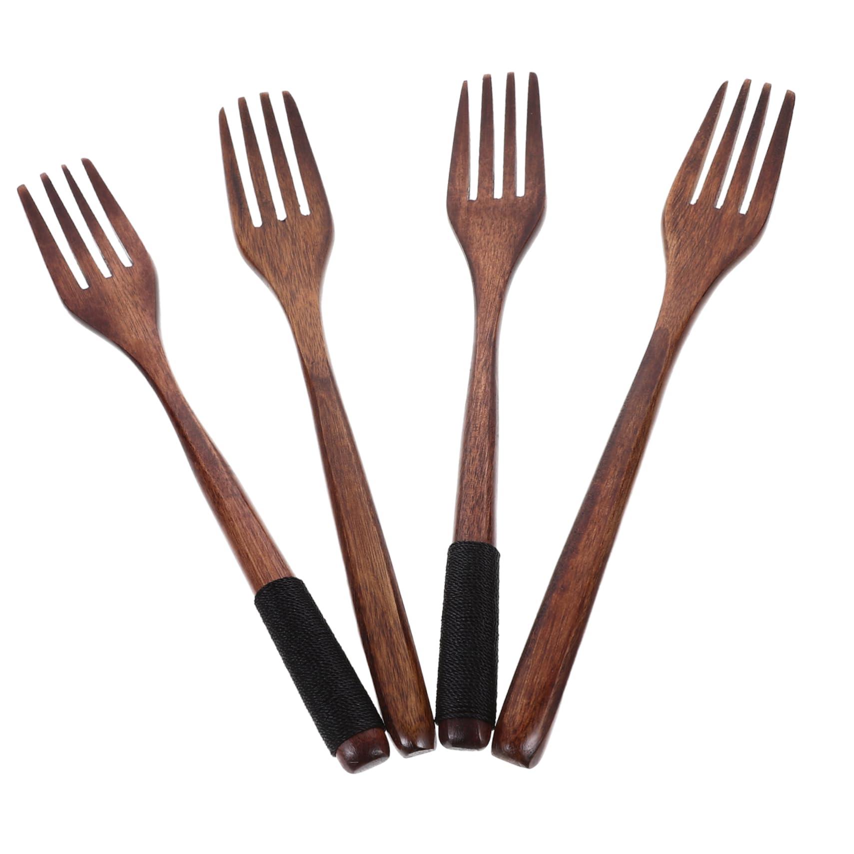 SOLUSTRE 4Pcs Wooden Fork with Natural Handle Ergonomic Cooking Utensils for Kitchen Mixing Forks for Cooking Easy to Clean and Store Stylish Design for Any Kitchen Decor