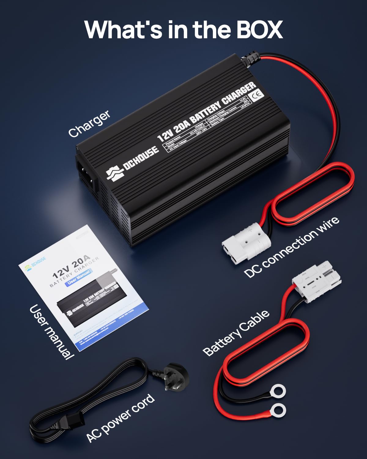 Chargeur de batterie 20 A 12 V au lithium LifePO4 14,6 V Entretien intelligent automatique pour batterie à décharge profonde de voiture moto marine