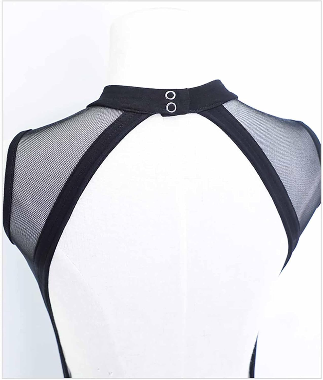 Daydance Black Girls Women Dance Leotards One Mesh Short Sleeve Ballet Clothes with Open Back - Image 5