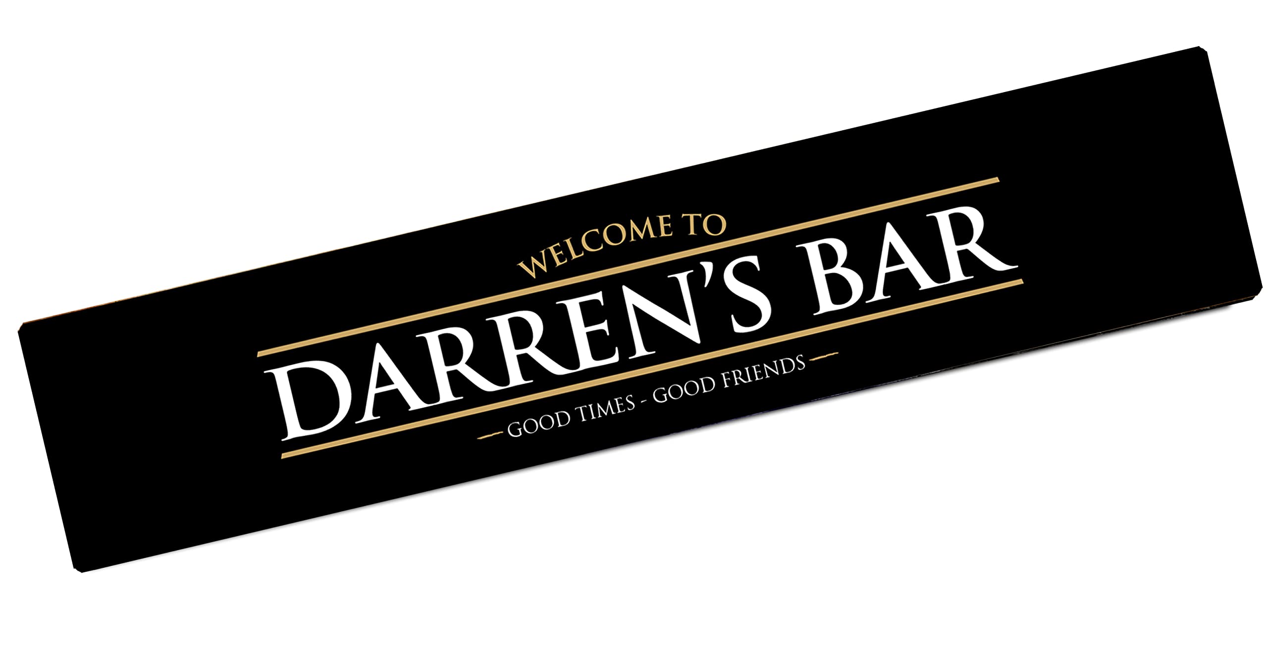 Personalised Small Bar Runner Mat - Black gold printed home bar mat L735