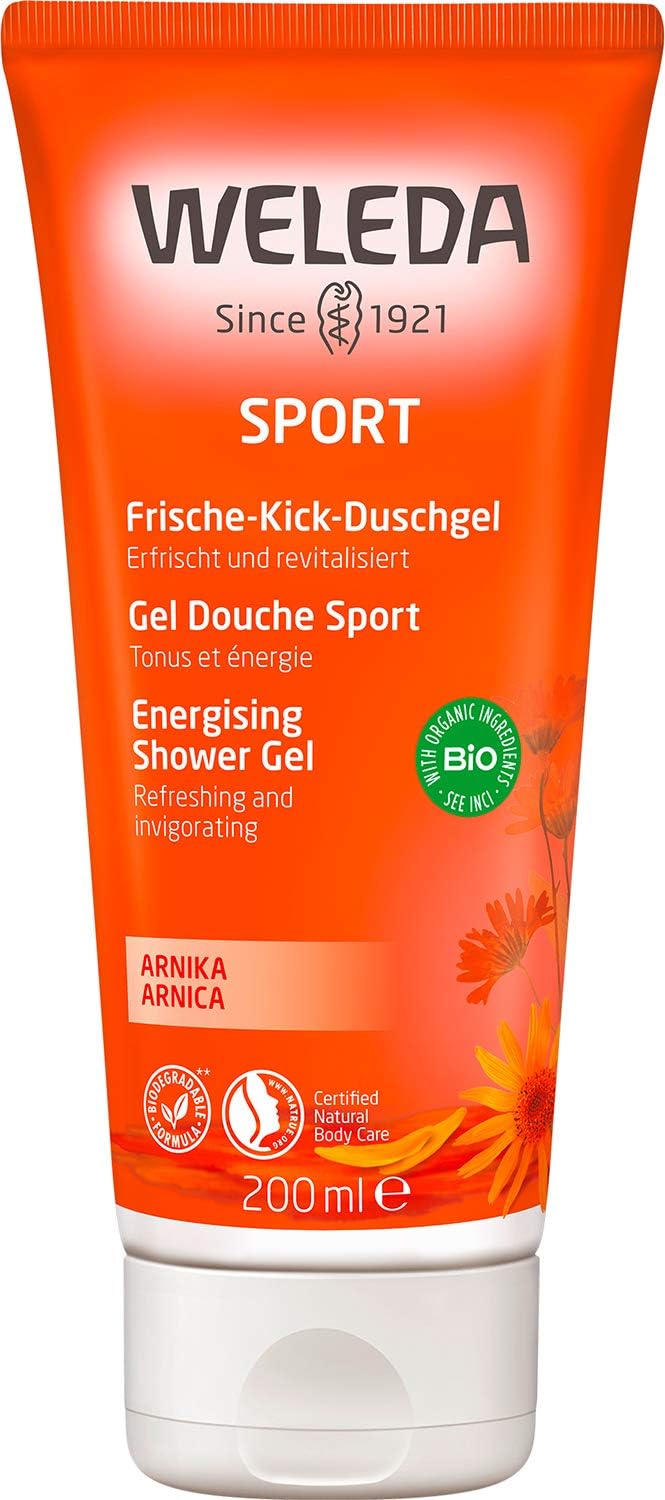Bio Sport Frische-Kick Duschgel Arnika - aktivierende Naturkosmetik Pflegedusche für neue Energie und Entspannung der Haut, erfrischende Reinigung und Pflege für Körper und Gesicht (1x 200 ml)