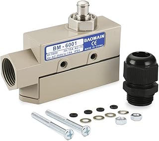 Baomain TZ-6001 Sealed Limit Switch, BM-6001 15A/250VAC, Plunger Switch for Push & Pull Door/Roll-up Door, IP65 Waterproof CE Listed