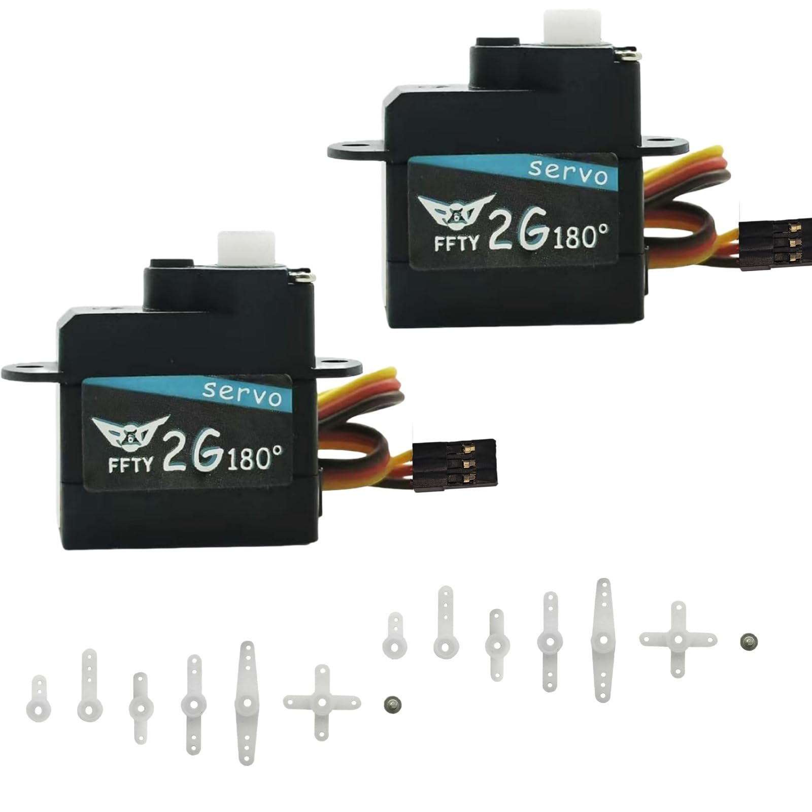 2PCS 2G Plastic Gear Mini Servo, 3.7-5V RC Micro Digital Servos Kit for RC Helicopter Airplane Car Boat &amp; Robot Parts (JR Connector)