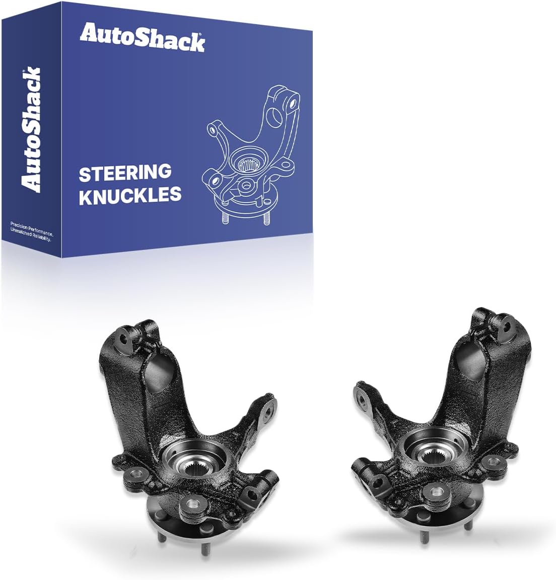 AutoShack Front Loaded Steering Knuckle and Wheel Hub Bearing Assembly - Driver and Passenger Side for Ford, Focus 2012-2018, FWD L4 2.0L - with ABS