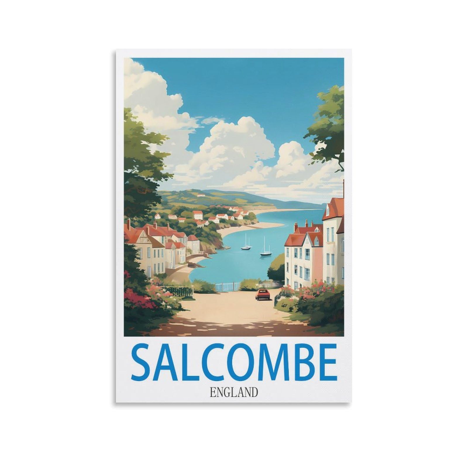 Xllyxygjq Unframe-Style Salcombe England Vintage Travel Posters 08X12inch(20X30cm) Canvas Wall Art Poster Print Artwork Painting Picture For Home Decoration Living Room Office Bedroom