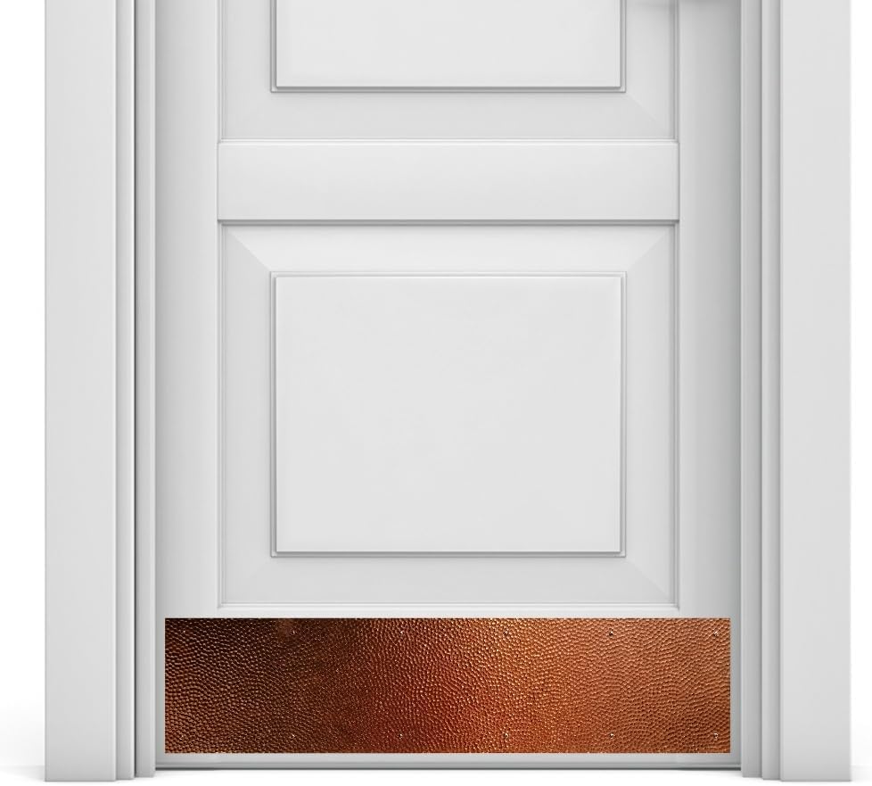 Deck the Door Decor | Door Kick Plate - Artisan Copper - Multiple Decorative Embossed Patterns and Sizes - Screw Mount (8 x 34", Hammered Copper)