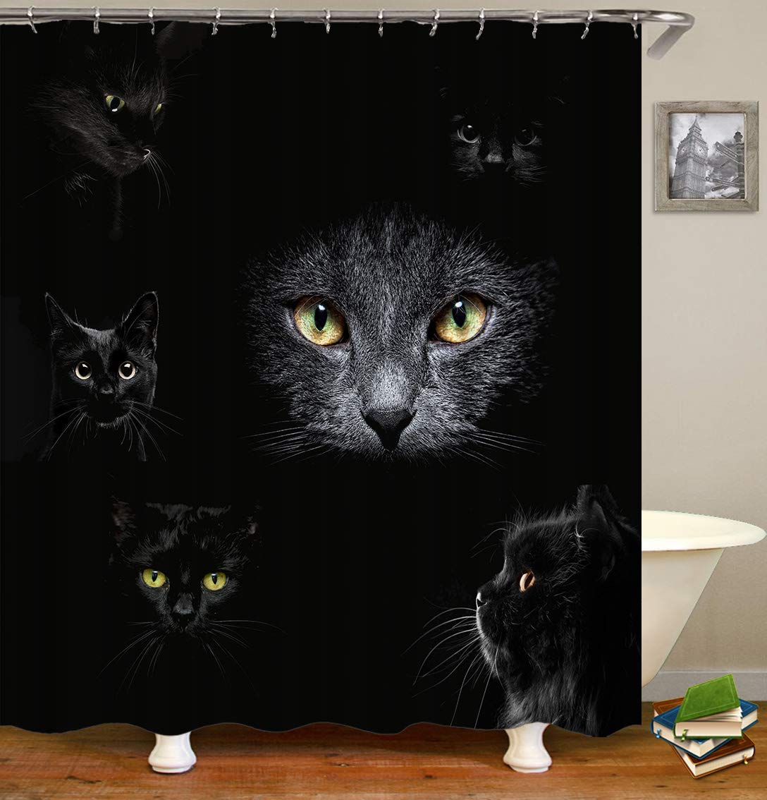 Miyotaa Set di tende da doccia con mucca e asino, 152 x 180 cm (larghezza x altezza x altezza), tenda da bagno con 12 ganci