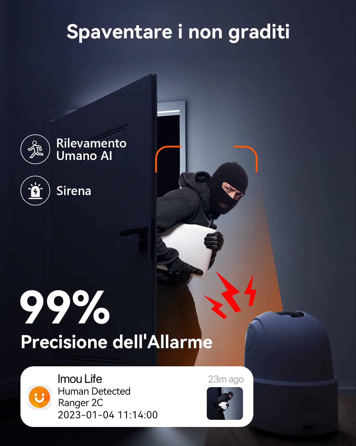 Imou Kit Telecamera Wi-Fi Interno 3MP, 2K Videocamera di Sorveglianza, con Scheda di Memoria microSD HC 32 GB
