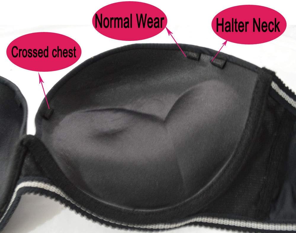 YBCG Push up Strapless Padded Convertible Add a Cup Underwire Supportive Bra with Clear Straps for Women's Wedding - Image 4