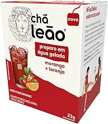 Leão Chá Morango e Laranja - 10 Sachês - Preparo em Água Gelada