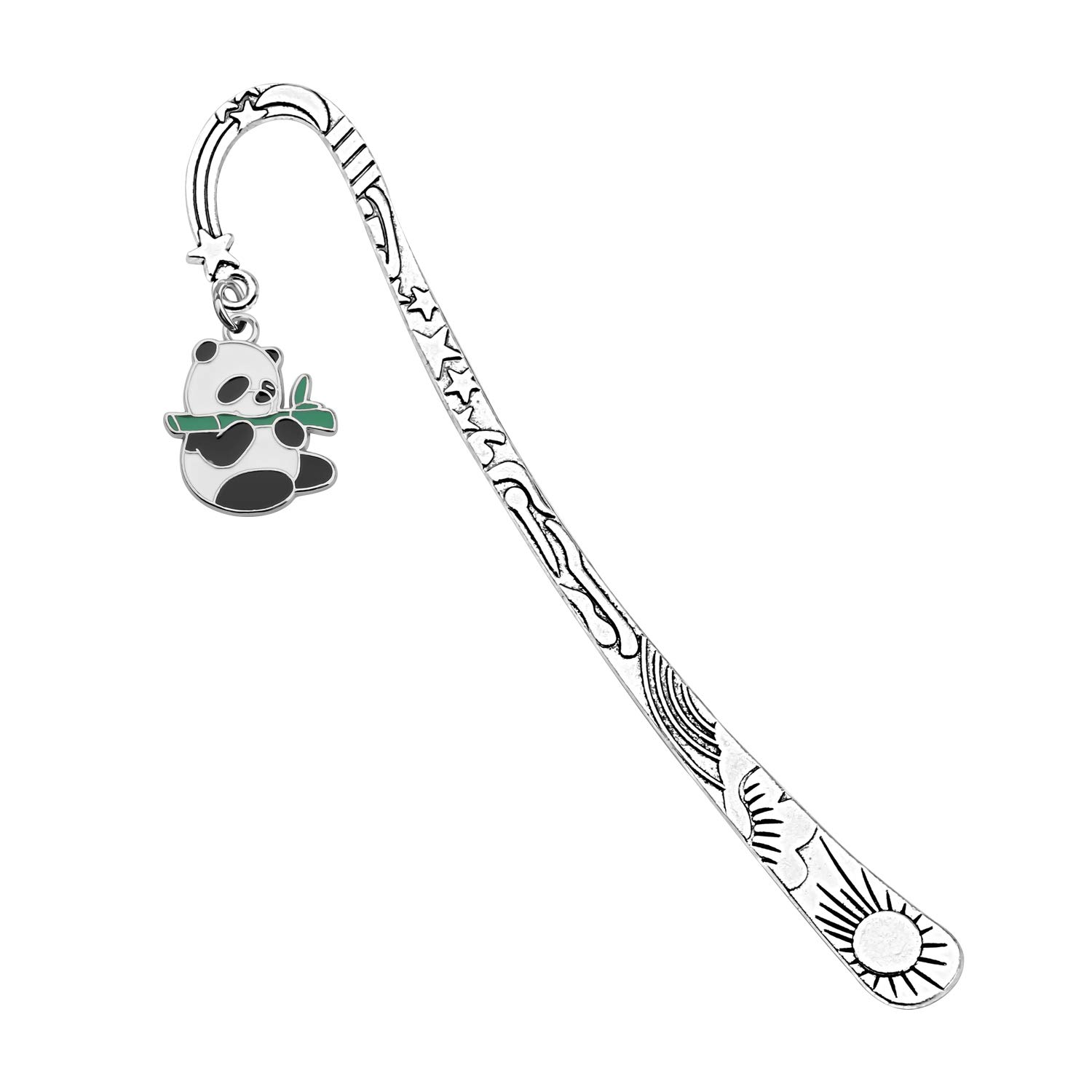 BAUNA Book Marks Mental Bookmark for Men Women with Panda Pendant Panda Gifts for Bookworms Writers Friends (Panda Bookmark)