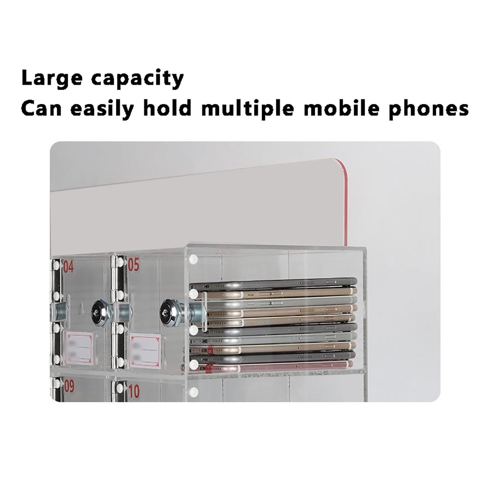 Armadietto per cellulari in Acrilico Trasparente con 40 Scomparti, Organizer per cellulari per aule Scolastiche con Serrature indipendenti, Contenitore per cellulari da Parete