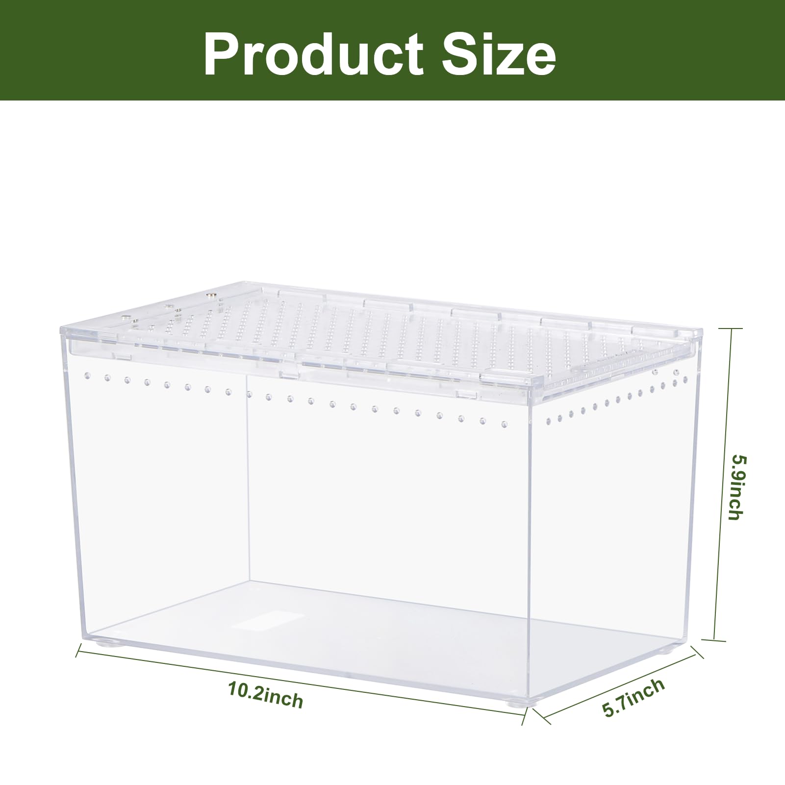 Terrario de PC para reptiles de 10.2 x 5.9 x 5.7 pulgadas, kit de inicio de tanque de reptiles para acuario de reptiles para plantas de insectos, peces, geco, araña, hábitat, anfibios, recinto con