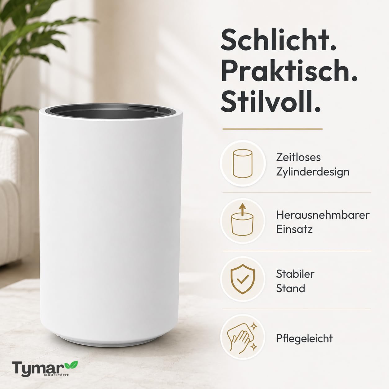Tymar Blumentopf groß aussen, Übertöpf Gross, Pflanzkübel 58 cm hoch
