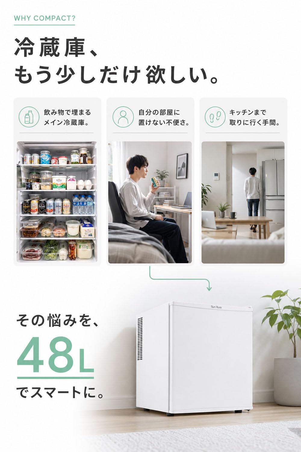 Sun Ruck 小型冷蔵庫 48L 静音 ペルチェ方式 SR-R4805K