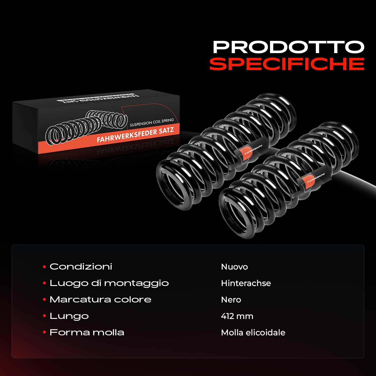 Frankberg 2x Molle autotelaio Molle sospensioni Compatibile con Classe M W163 ML 230 ML 270 CDi ML 320 ML 350 1998-2005 Replace# RC6705