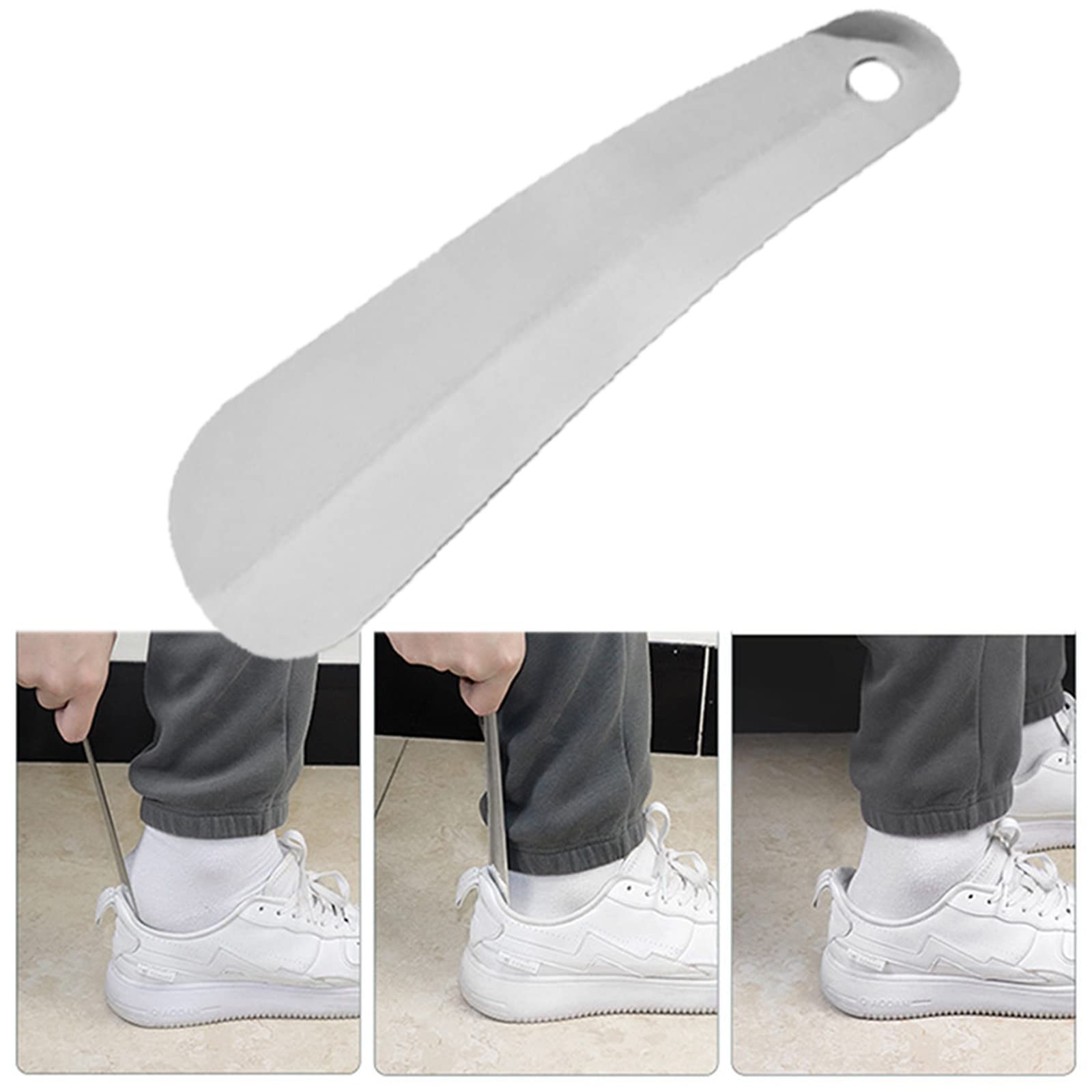 luoshaPUCY Calzascarpe Universali, Calzante per Scarpe con Foro Facile da Appendere, Acciaio Inossidabile Shoe Horn 16cm, Adatte per Tutte Le Scarpe