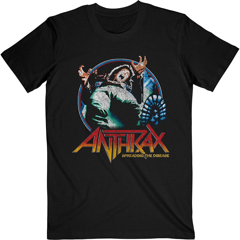 Anthrax Men's Black T Shirt Spreading The Disease Vignette Logo Official Xl
