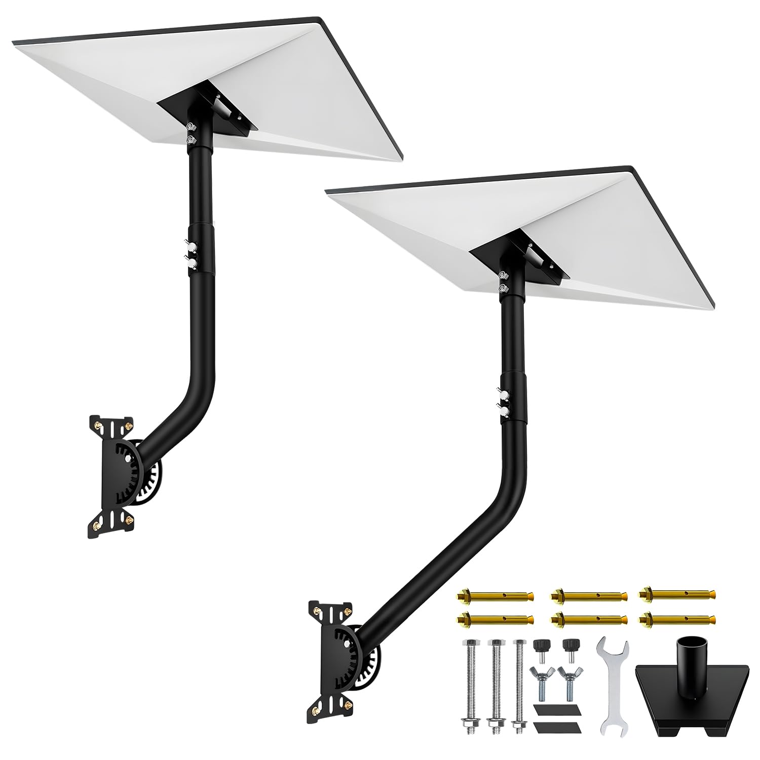 MONOJOY Gen 3 Wall Mount for Starlink Standard 4/4X/V3 Dish, Heavy Duty Alloy Steel Bracket with 8 & 10 Inch Extension Pole, Weatherproof Roof Mount Kit with Installation Hardware, Black
