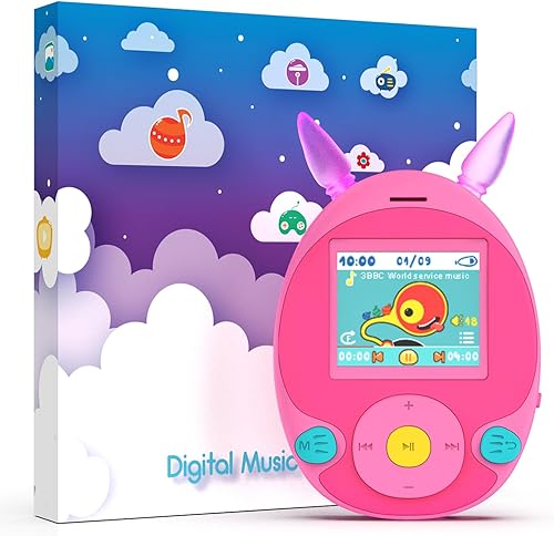 Reproductor MP3 de 64 GB para niños, reproductor de MP3 para niños con Bluetooth, altavoz, juegos, grabadora, luces de oído, sonidos relajantes,