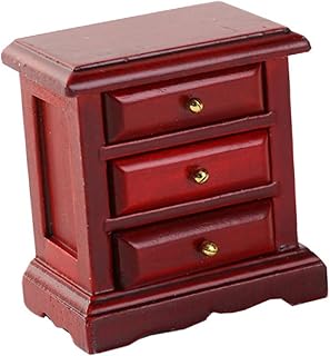 Totority 1Pc Casa De Bonecas Cômoda Móveis Vintage Mini Móveis Móveis Em Miniatura Armário De Cabeceira Armário De Gaveta Em Miniatura Mini Móveis De Brinquedo Mini Gaveta Móveis Vermelho