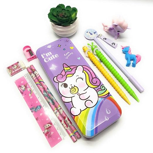 Buy tera13(pack of 6 items) unicorn pencil box with pen/unicorn pencil