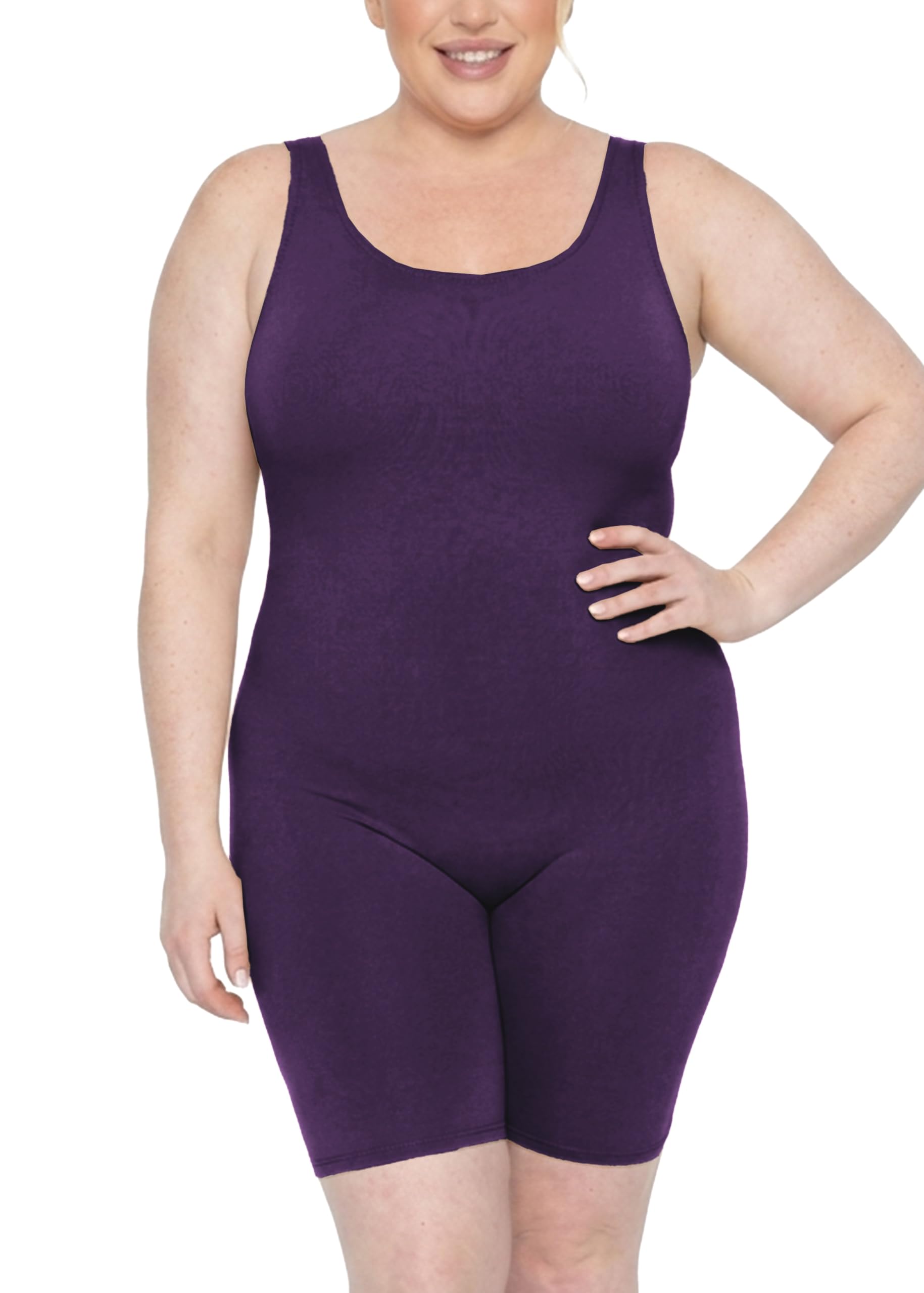 STRETCH IS COMFORT Womens Plus Size Tank Unitard Athletic Rompers For Women