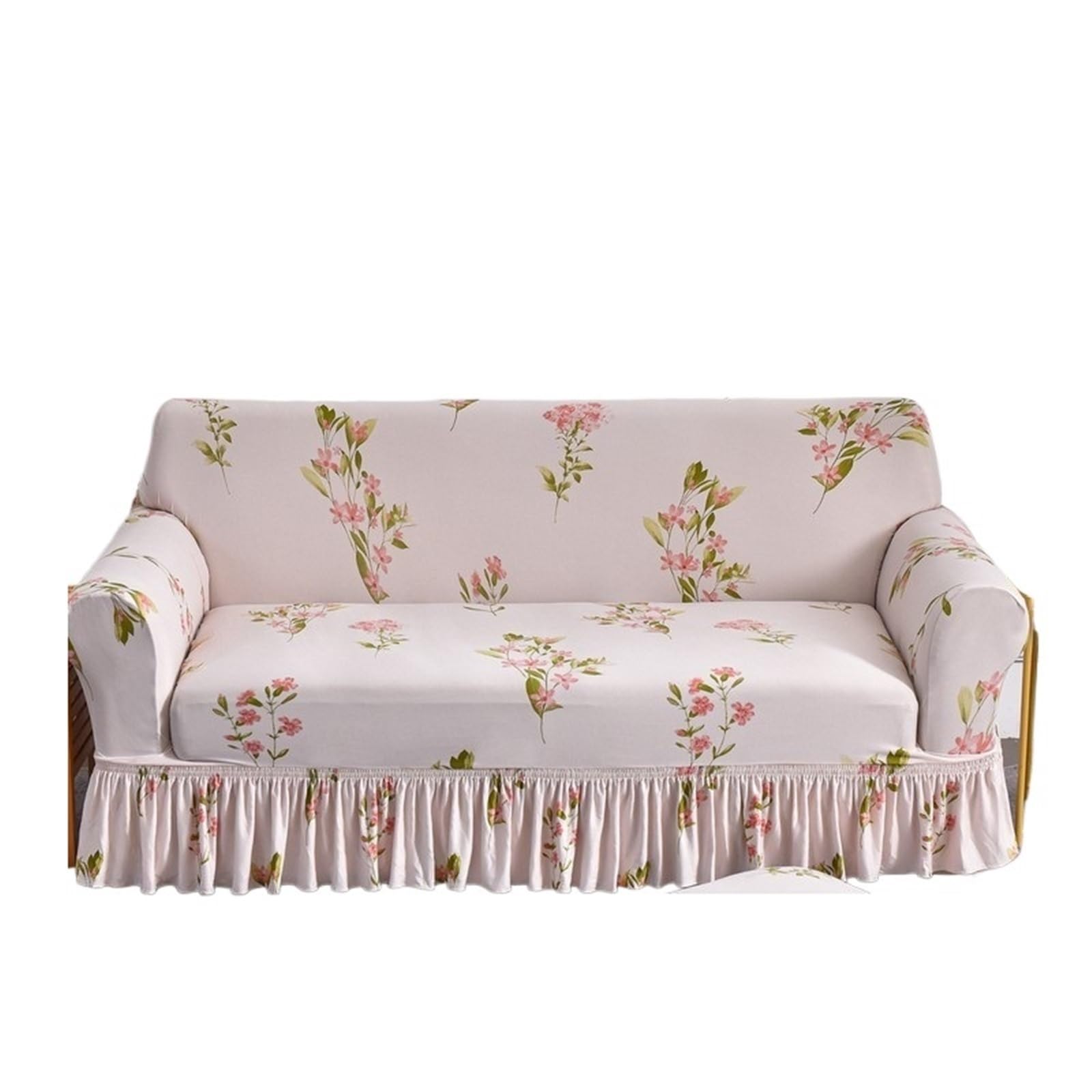 GCYEIDMA Skirt Sofa Cover Stretchable Sofa Cover with Skirt Washable Furniture Protector Printed Slipcovers with Elastic Bottom for Living Room(Color 12,2-seater 145-185cm)