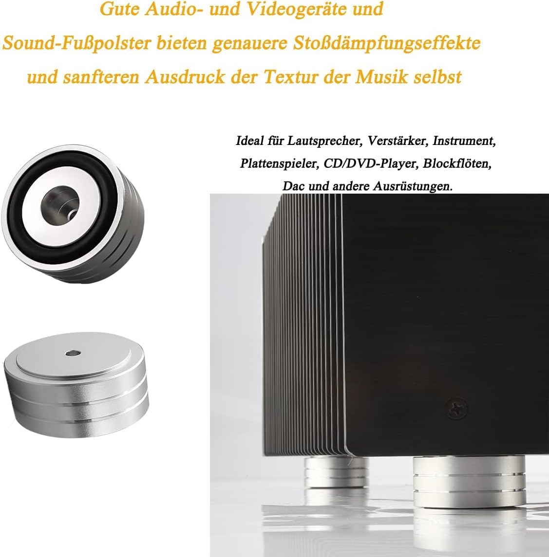 Garsent Verstärker-Füße 4 Stück - Aluminium Standfüße 40mm Für Audio Geräte