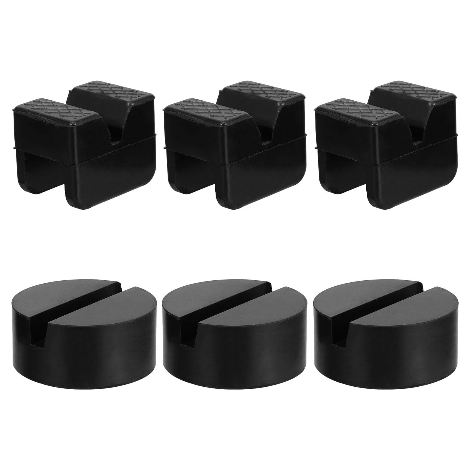 Gatuida 6 Pezzi Tamponi in Gomma per Sollevatore Auto con Scanalature Antiscivolo Supporto Elastico Assorbente Urti per Sollevamento Veicoli Compatibili con Vari Jack e Cavalletti