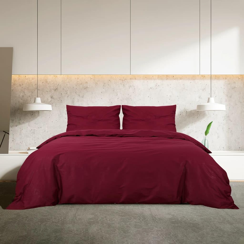Generico Set Copripiumino bordò 200x200 cm in Cotone,Biancheria,Lenzuola e Coperte,Copripiumini-136178