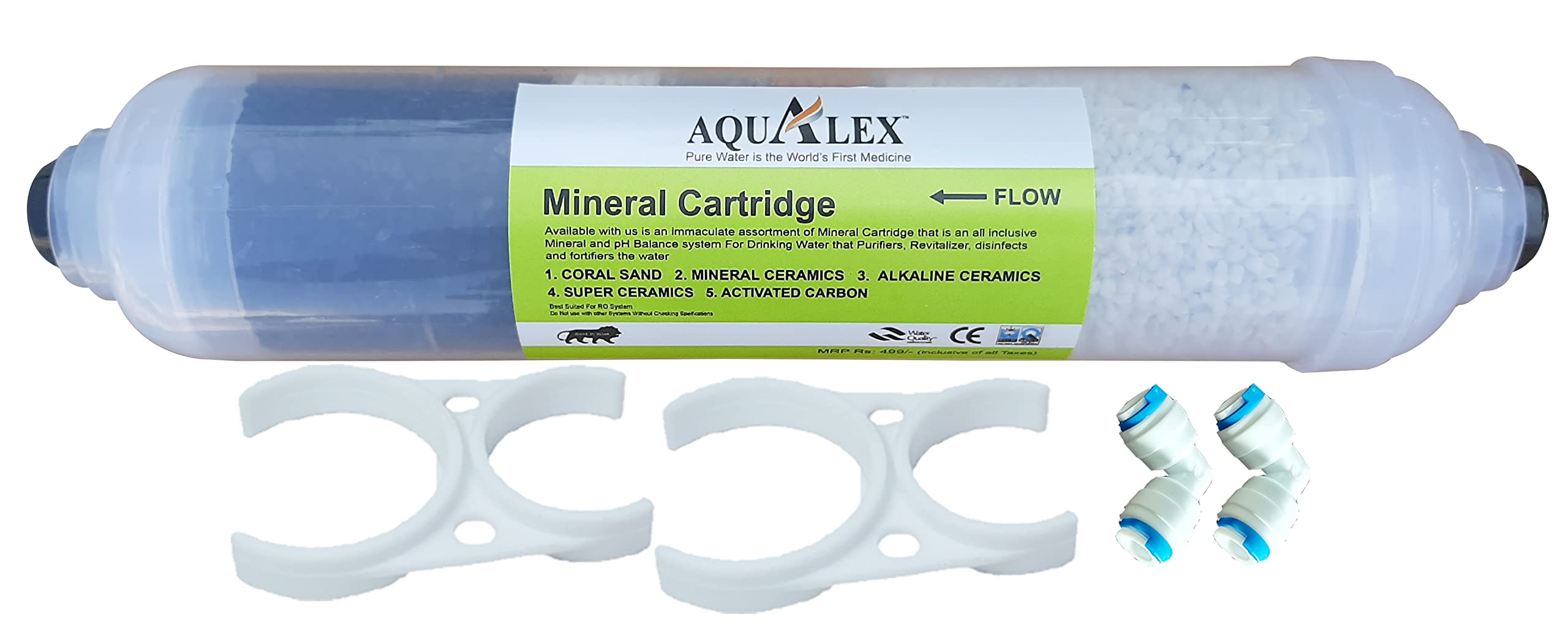 Aqualex, Pokar RO, 5 Stage Mineral Cartridgefilter + 2 pcs connactor (Elbow) + 2 pcs X Clamp Suitable for All Brand RO Water Purifier-image-7
