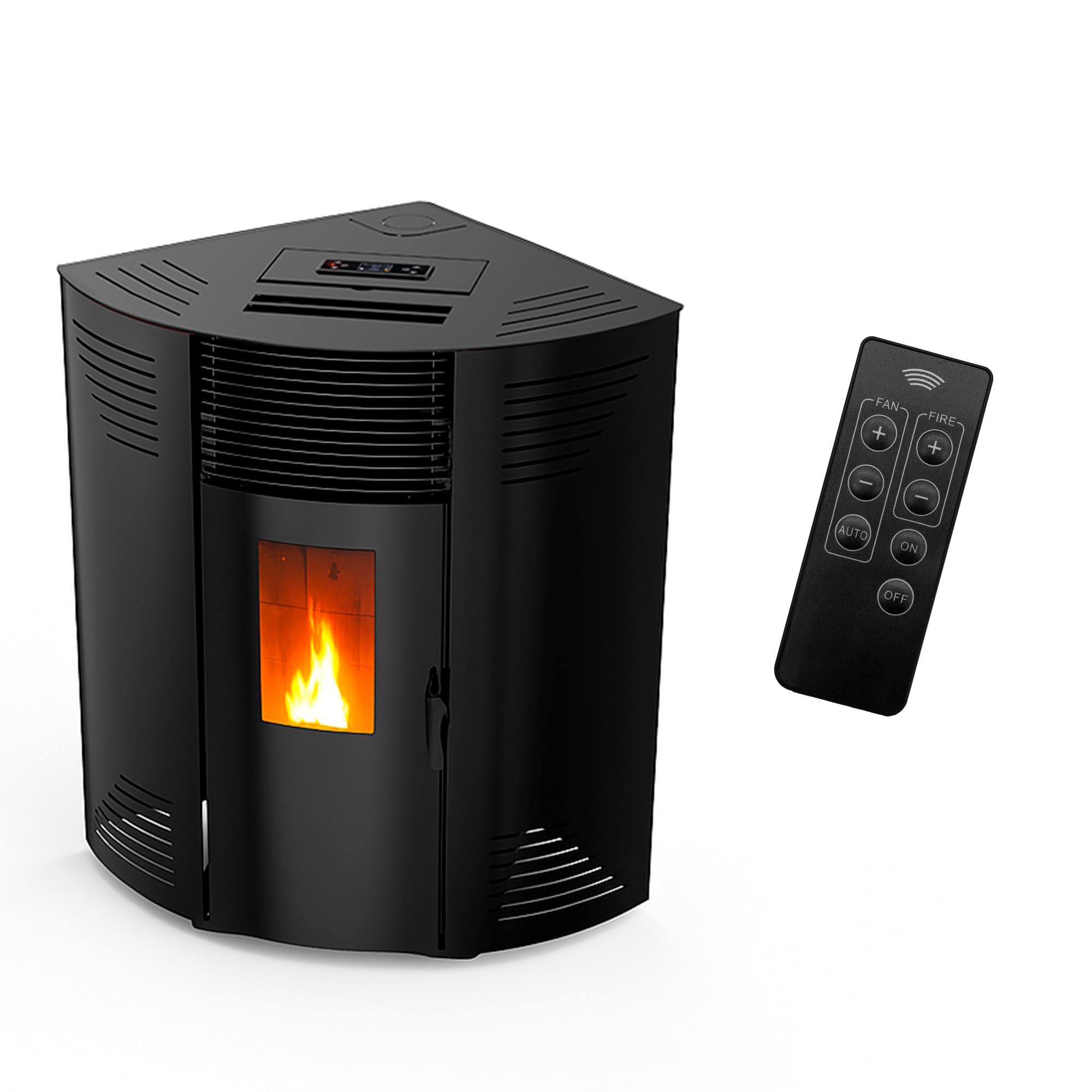 Sannover Stufa a pellet angolare impermeabile Iseos, 12,2 kW, colore: Nero
