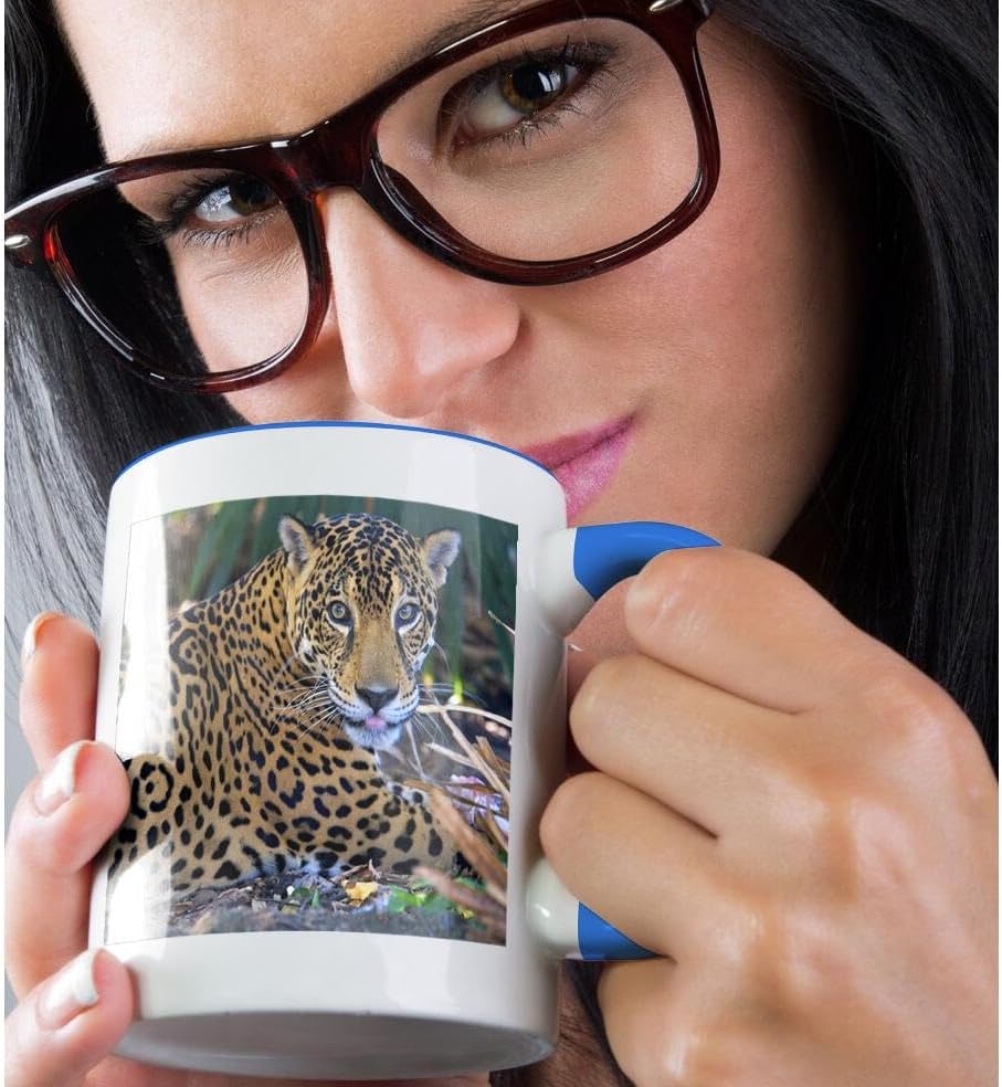 Miniatura 2 de 3dRose Taza _ _ _ _ _ _ _ _ _ _ 141689_ _ _ _ _ _ _ _ _ _ 6" Central America Jaguar Costa Rica SA22amr0015Andres Morya Hinojosa "Dos Tono Azul Taza