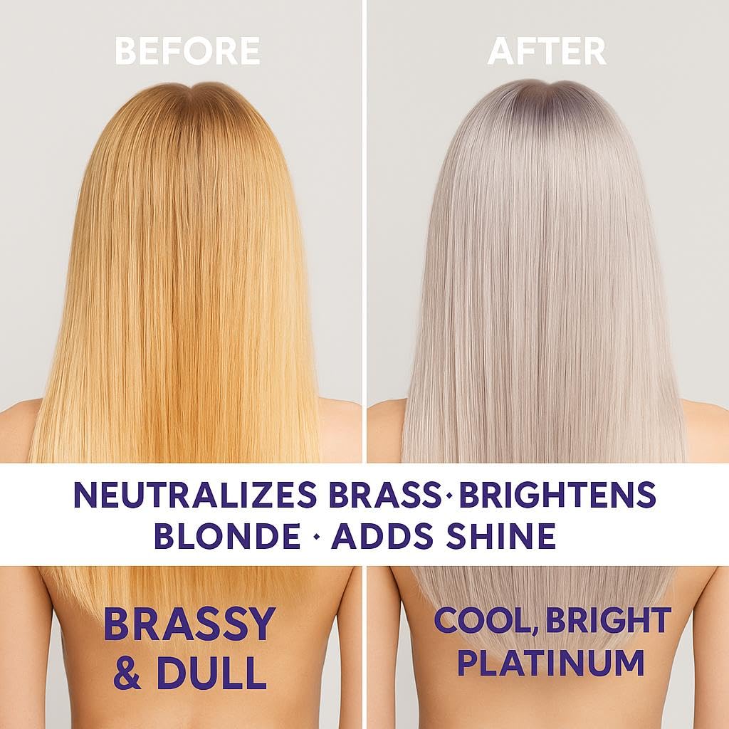 Hair Bar NYC Blond Plex Platinum Shampoo 10.2 fl oz / 300 ml – Keratin & Hemp Bond-Repair Purple Shampoo for Blonde, Platinum & White Hair – Neutralizes Brass, Strengthens & Adds Shine