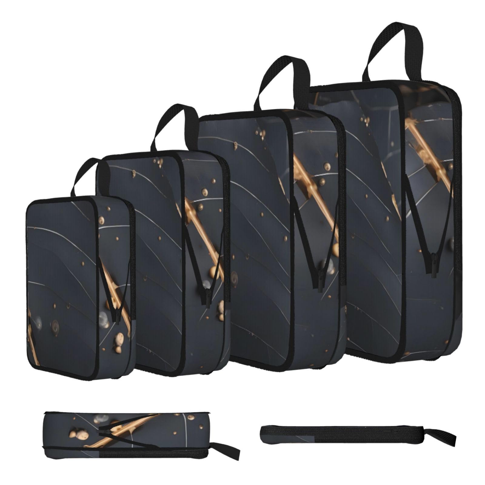 Sxzvvbn Black Enchanted Plant Leaves Compression Packing Cubes 4 Piece Set