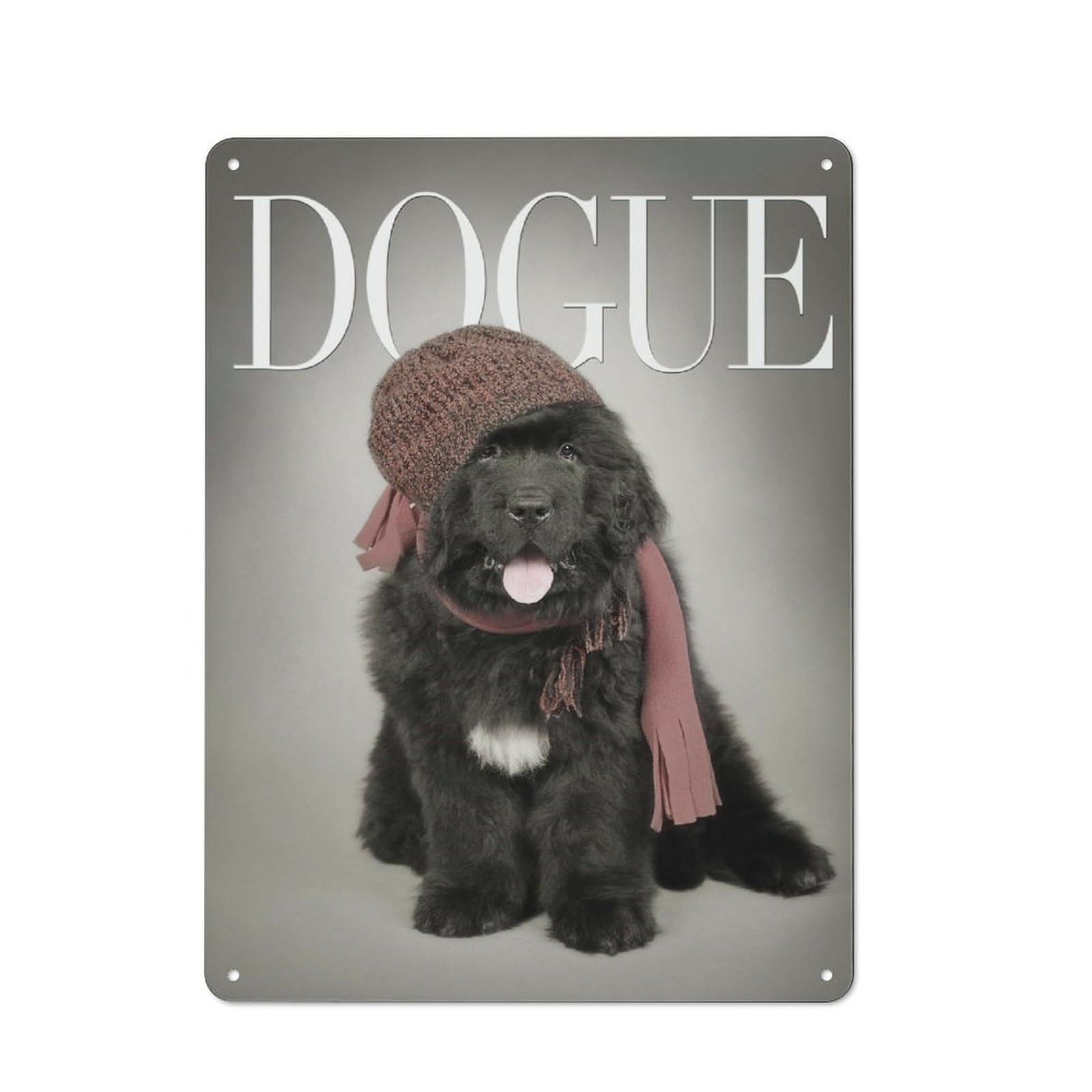 Junmoney Style 40X30cm Retro Tin Sign With Newfie Dogue For Lounge Or Reading Corner, A Decorative Metal Sign For Lounges And Reading Corners