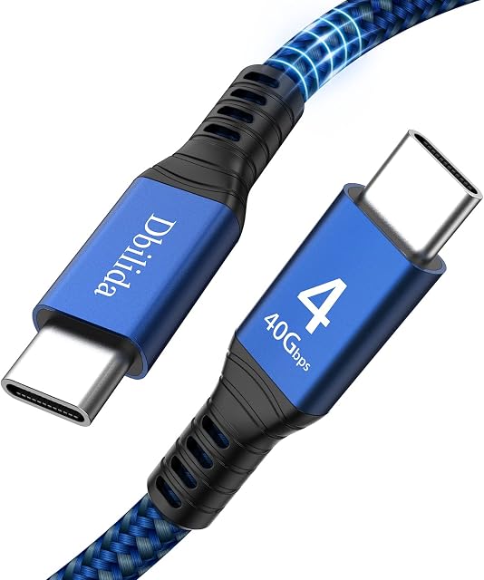 Dbilida Cable for Thunderbolt 4 Cable 1.6ft, Nylon Braided 40Gbps USB C Cable with 100W PD, 40Gbps, 8K Display Compatible with Thunderbolt 3 Cable, USB4, USB C, Hub, SSD, Docking and More