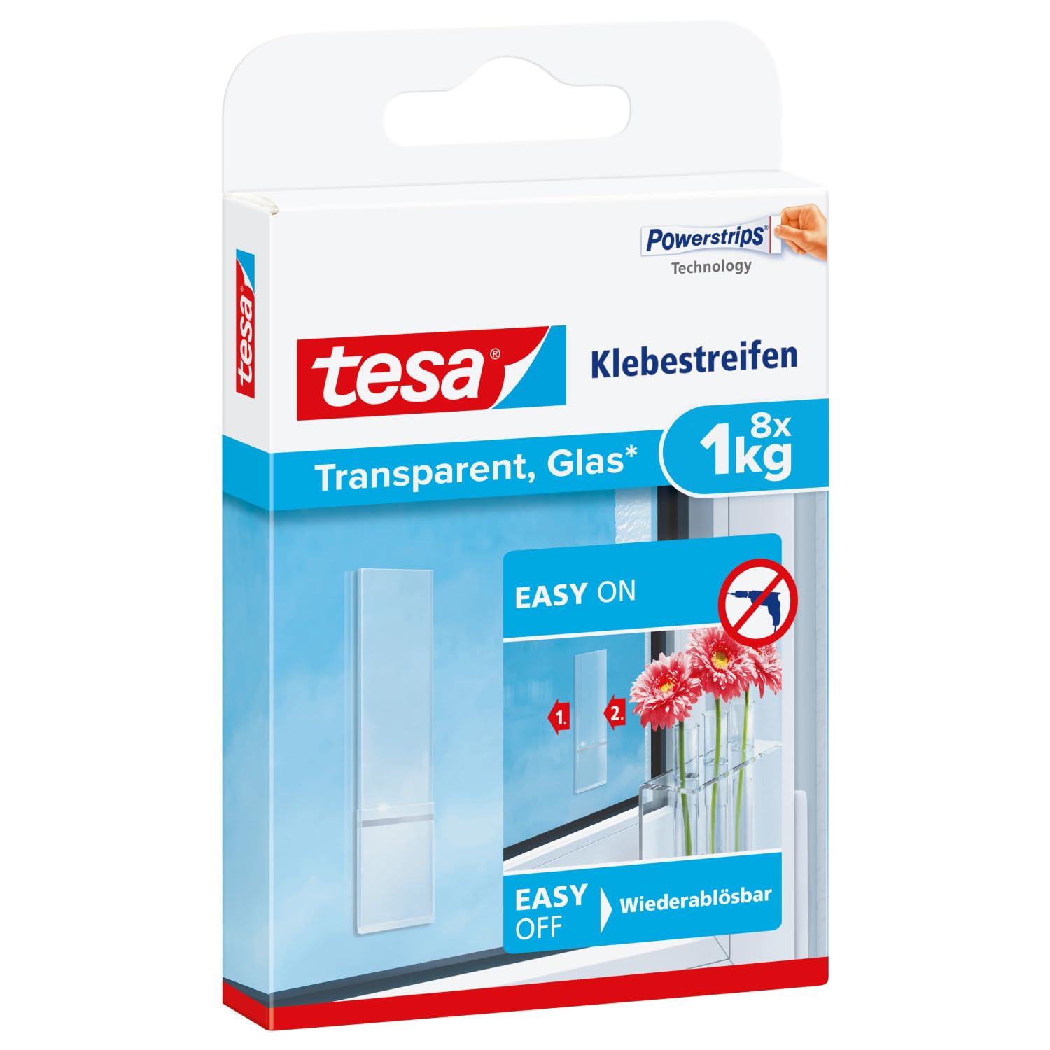 tesa 77733-00000-20 Adhesive Strips transparent 8pcs barely visibl...