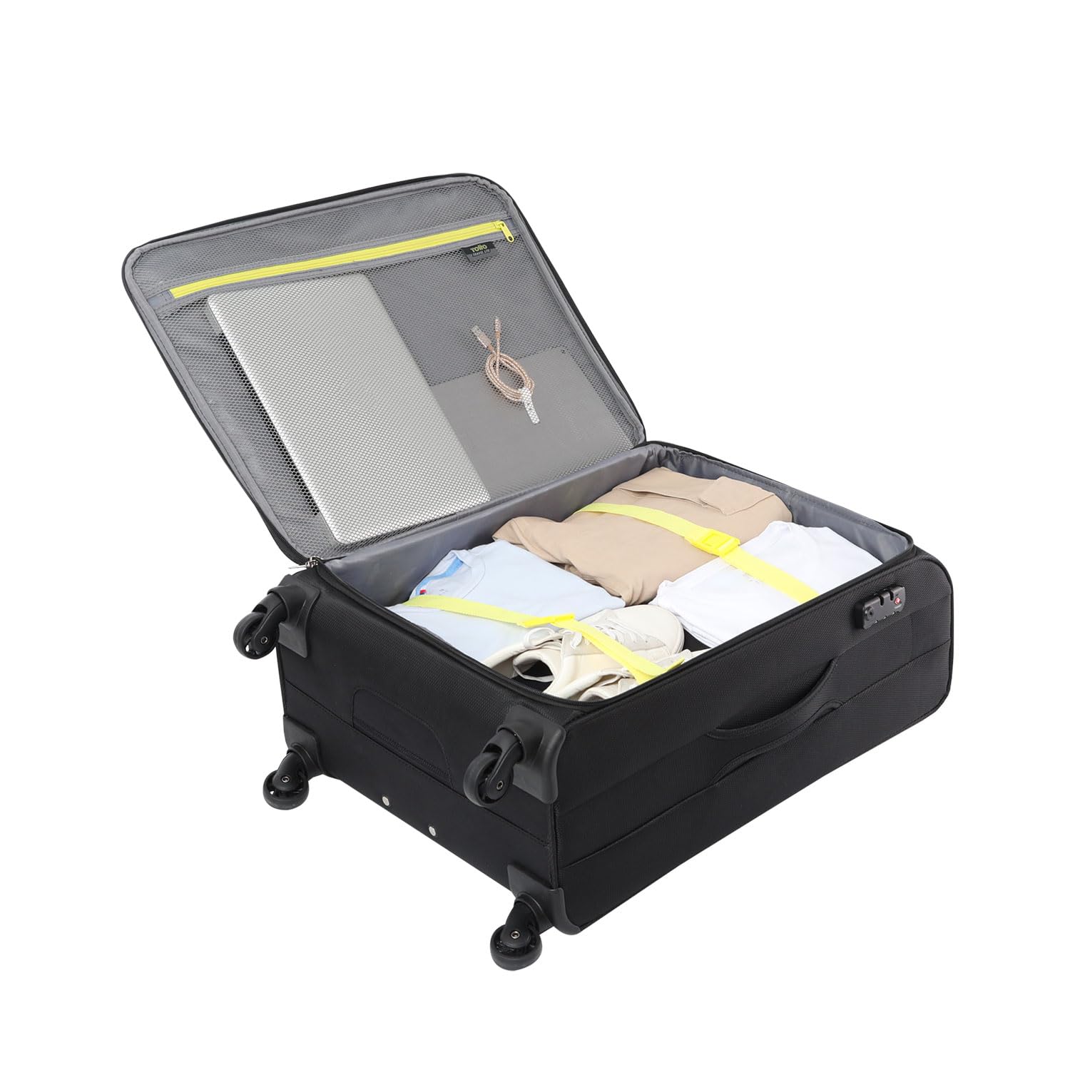 Totto - Maleta Blanda - Travel Lite - Maleta Mediana - Color Negro - Equipaje de Bodega - Bloqueo TSA - Forro de poliéster