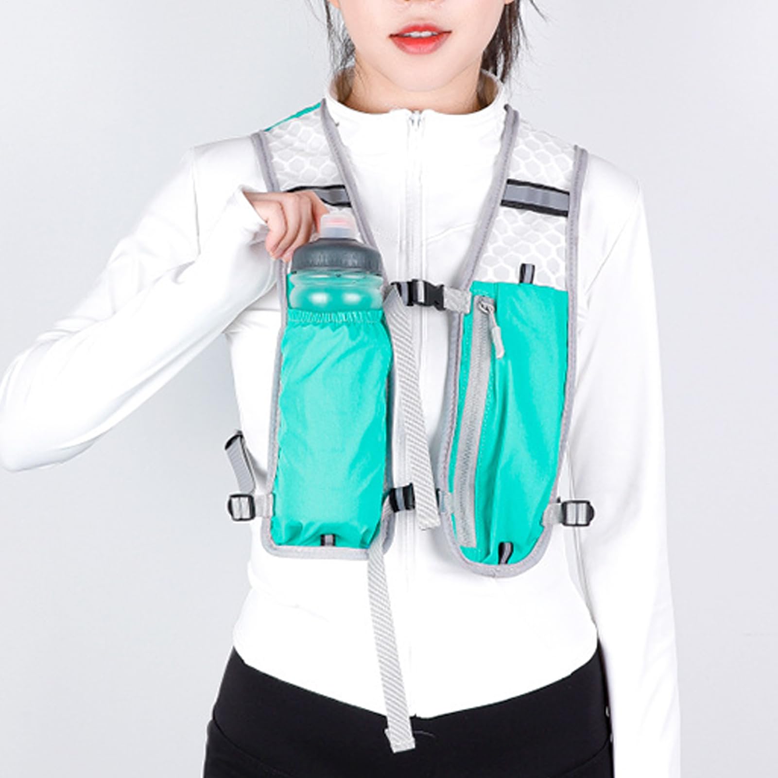 Gilet d'hydratation de course à pied, gilet de course respirant avec plusieurs poches, élastique, léger, stable, poche poitrine pour homme et femme, randonnée, marathon, course et camping