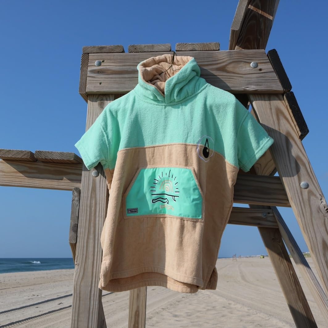 WAVE HAWAII Surfponcho für Körpergrößen von 90-120 cm Poncho ÖKO Baumwolle Umkleidehilfe für Schwimmen Strand Surfen Surf Poncho Badeponcho Duschponcho für Kinder Jungen Mädchen Damen