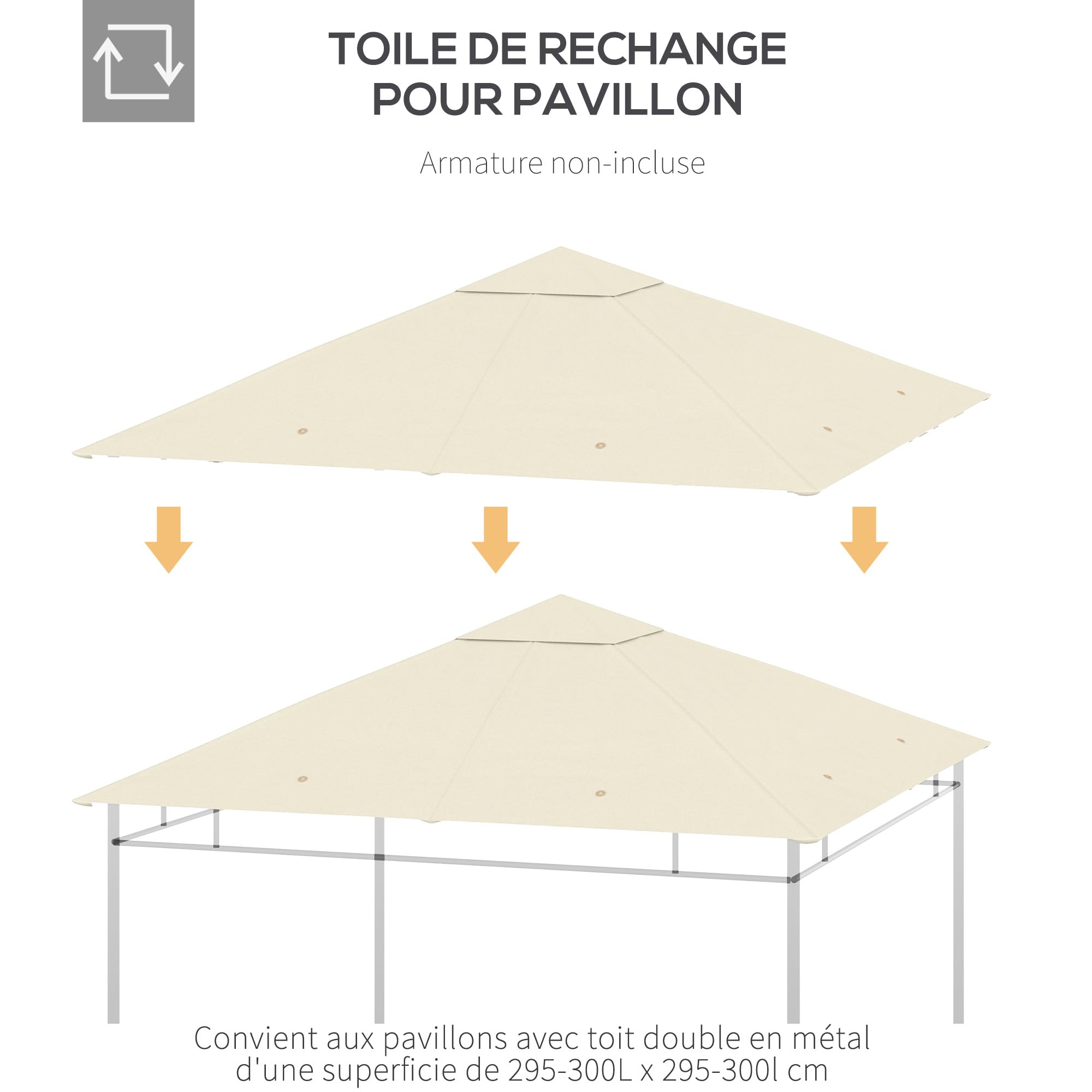 Toit De Remplacement Pour Auvent Quick Star Dubai - Vert, Polyester Imperméable - 375 X 225 Cm
